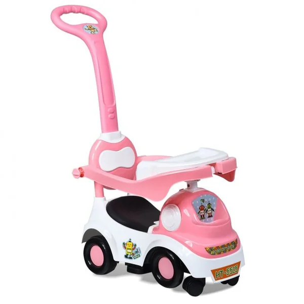Trotteur 3 en 1 pour Enfants de 18 à 72 Mois Pour Apprendre à Marcher Boîte à Musique 6 Roulettes 52x36x88cm Rose