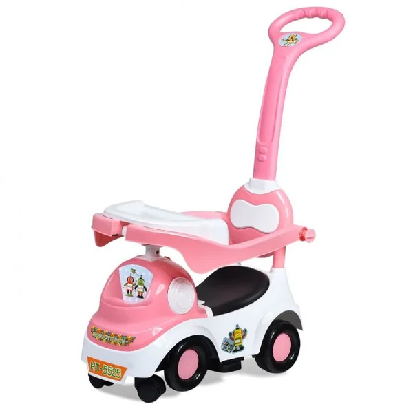 Trotteur 3 en 1 pour Enfants de 18 à 72 Mois Pour Apprendre à Marcher Boîte à Musique 6 Roulettes 52x36x88cm Rose