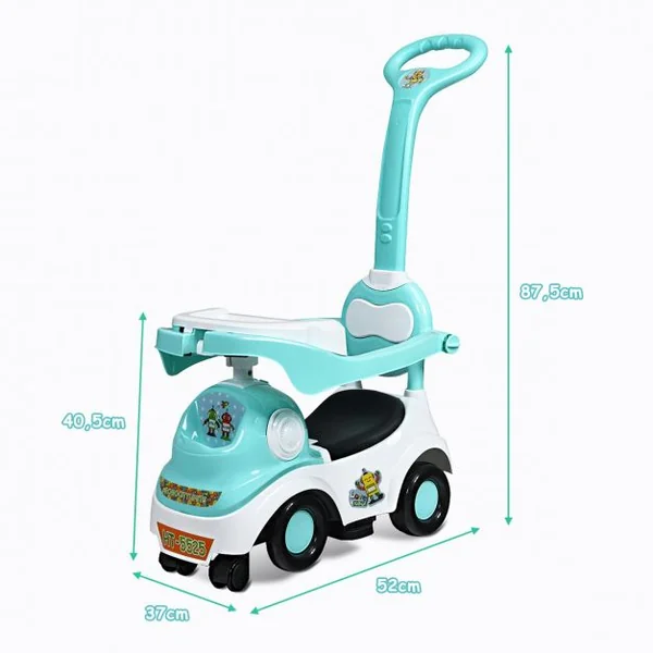 Trotteur 3 en 1 pour Enfants de 18 à 72 Mois Pour Apprendre à Marcher Boîte à Musique 6 Roulettes 52x36x88cm Vert