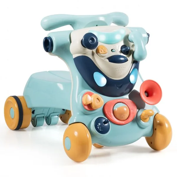 Trotteur Convertible 2 en 1 pour Apprendre à Marcher pour Enfants de 6 à 36 Mois en ABS et PP 61x37x43cm Bleu
