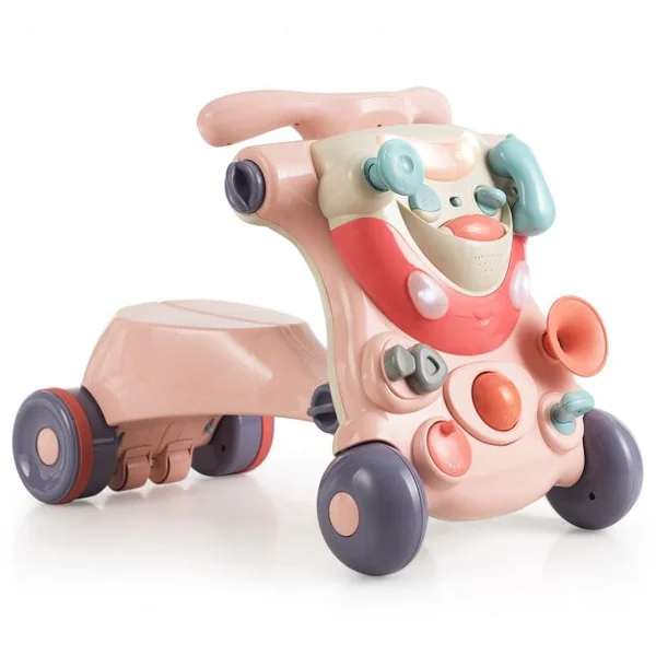 Trotteur Convertible 2 en 1 pour Apprendre à Marcher pour Enfants de 6 à 36 Mois en ABS et PP 61x37x43cm Rose