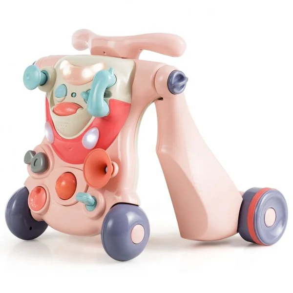 Trotteur Convertible 2 en 1 pour Apprendre à Marcher pour Enfants de 6 à 36 Mois en ABS et PP 61x37x43cm Rose