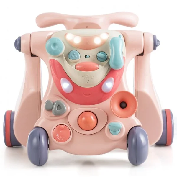 Trotteur Convertible 2 en 1 pour Apprendre à Marcher pour Enfants de 6 à 36 Mois en ABS et PP 61x37x43cm Rose