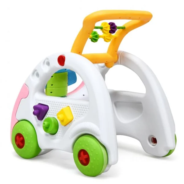 Trotteur Parlant pour Enfants de 6 Mois à 3 Ans pour Apprendre à Marcher Multifonction Sons Lumières 43x38x46cm Rose