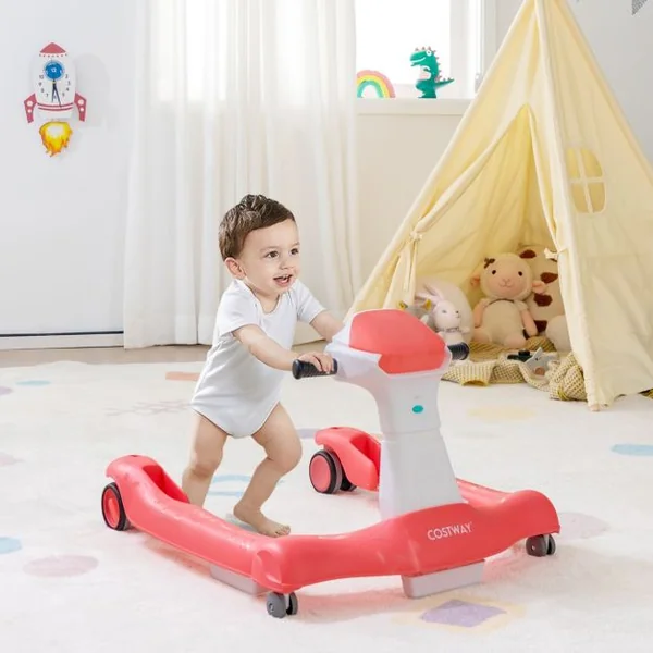 Trotteur Pliable 2 en 1 Hauteur et Vitesse Réglables Effet Sonore avec Lumières Coussin Lavable 6-18 Mois Noir/Vert/Gris/Orange/Noir+Blanc