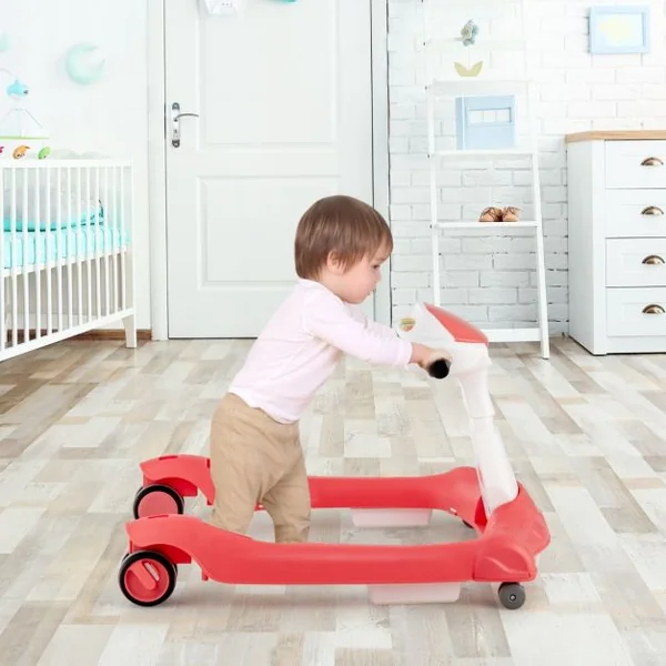Trotteur Pliable 2 en 1 Hauteur et Vitesse Réglables Effet Sonore avec Lumières Coussin Lavable 6-18 Mois Noir/Vert/Gris/Orange/Noir+Blanc