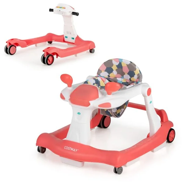 Trotteur Pliable 2 en 1 Hauteur et Vitesse Réglables Effet Sonore avec Lumières Coussin Lavable 6-18 Mois Noir/Vert/Gris/Orange/Noir+Blanc