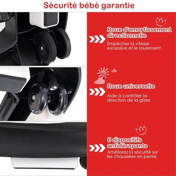 Trotteur Pliable Musical pour Bébé de 6 à 18 Mois Trotteur 3 en 1 Hauteur Réglable en Pp 78,5x64,5x12,5-22,5cm Noir