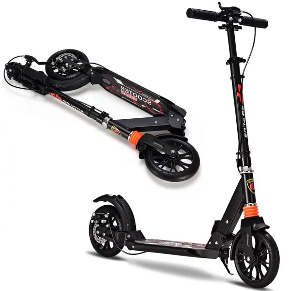Trottinette adulte pliable Trottinette non électrique, Hauteur réglable 95-107cm, 100 kg max, en Aluminium et PP, Noir