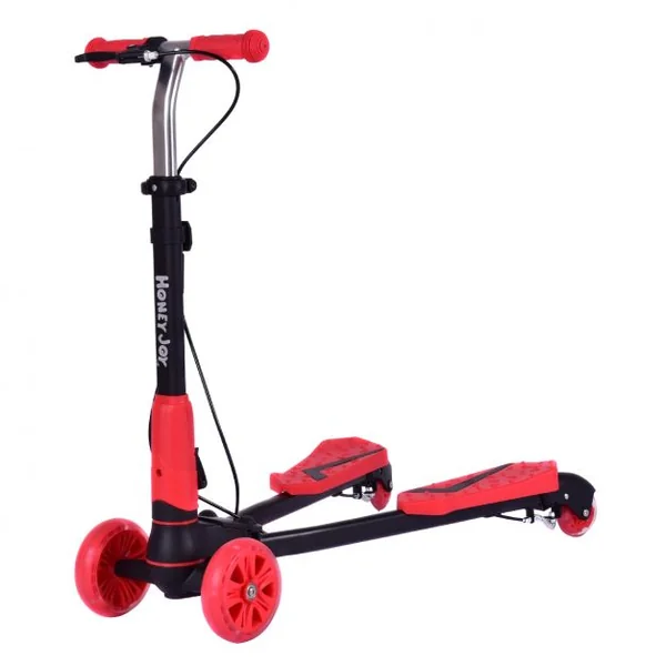 Trottinette enfant 4 Roues Trottinette lumineuse pliable hauteur réglable Capacité 50 kg 82x31x72-84cm Rouge