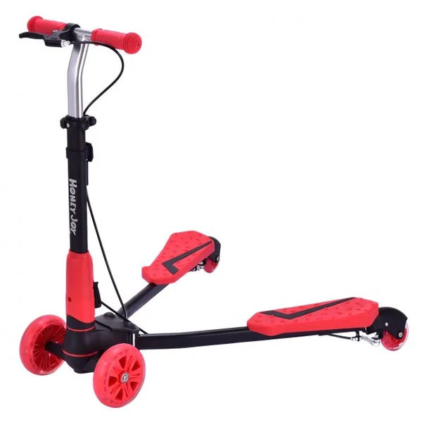 Trottinette enfant 4 Roues Trottinette lumineuse pliable hauteur réglable Capacité 50 kg 82x31x72-84cm Rouge