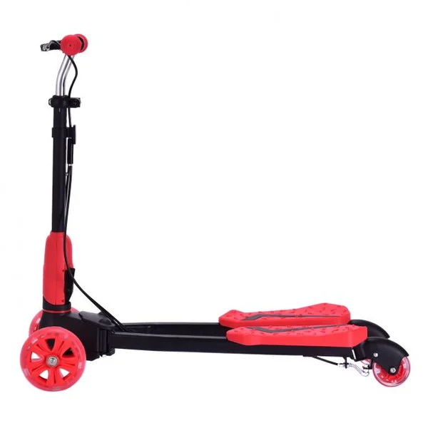 Trottinette enfant 4 Roues Trottinette lumineuse pliable hauteur réglable Capacité 50 kg 82x31x72-84cm Rouge
