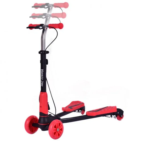 Trottinette enfant 4 Roues Trottinette lumineuse pliable hauteur réglable Capacité 50 kg 82x31x72-84cm Rouge