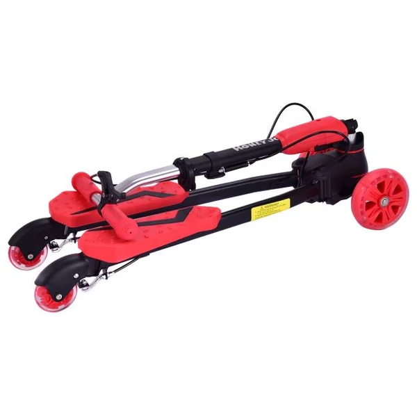Trottinette enfant 4 Roues Trottinette lumineuse pliable hauteur réglable Capacité 50 kg 82x31x72-84cm Rouge