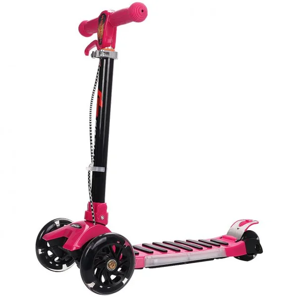 Trottinette enfant pliable Non électrique, 3 roues Lumières LED, Hauteur réglable 67-82cm, 50kg max, Aluminium, PP, rose
