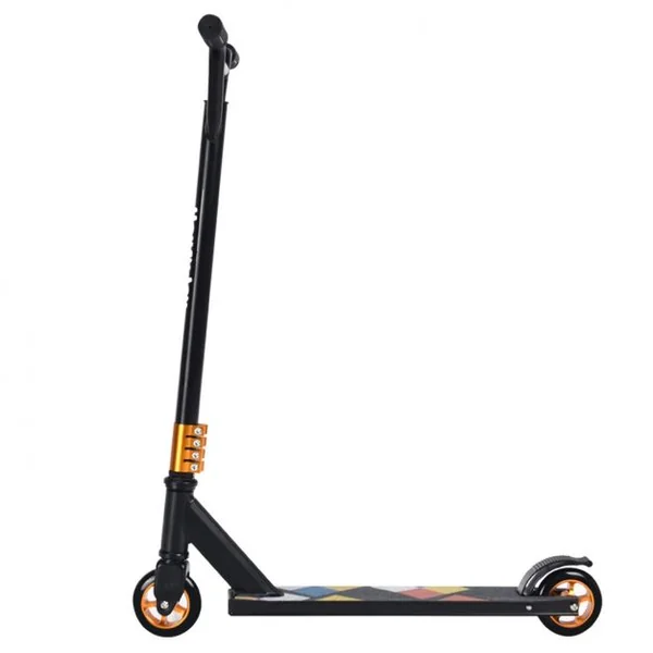 Trottinette Freestyle en Aluminium avec Roues en PU à 360° Frein Arrière et Guidon Antidéparant Support Jusqu'à 100KG Noir