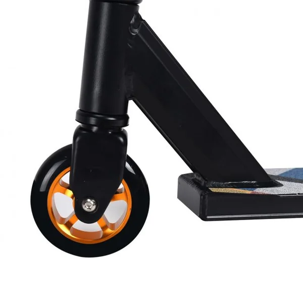 Trottinette Freestyle en Aluminium avec Roues en PU à 360° Frein Arrière et Guidon Antidéparant Support Jusqu'à 100KG Noir