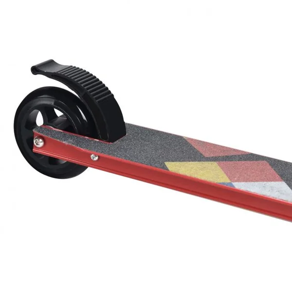 Trottinette Freestyle en Aluminium avec Roues en PU à 360° Frein Arrière et Guidon Antidéparant Support Jusqu'à 100KG Rouge