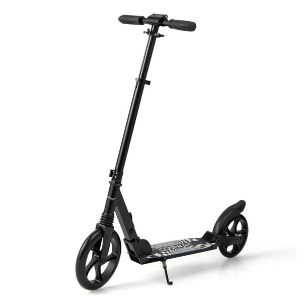 Trottinette Pliable en une Seconde avec Guidon Réglable Cadre en Aluminium Béquille Roulements ABCE-7 Charge 100 kg Noir