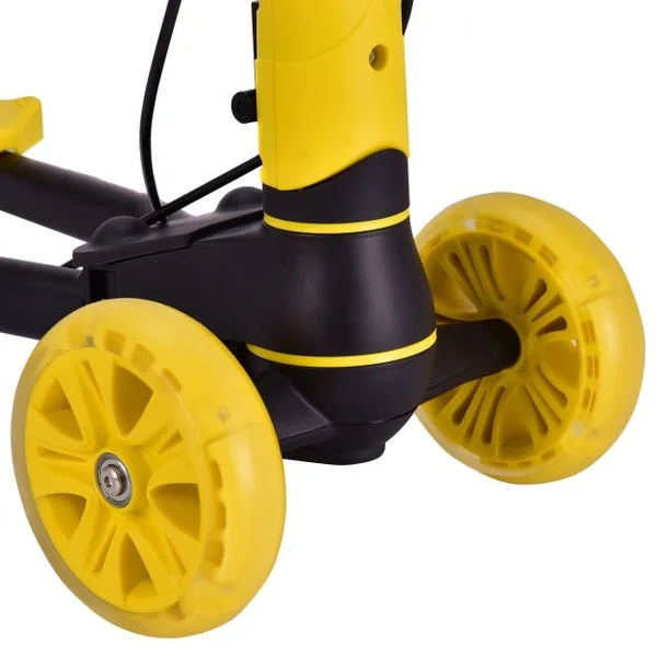Trottinette Pliable pour Enfant Trottinette avec 4 roues Flash Lumineuses en Alliage Alu et PP, 82x31x72-84cm, Jaune