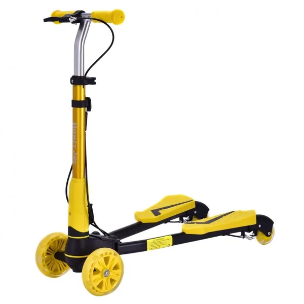 Trottinette Pliable pour Enfant Trottinette avec 4 roues Flash Lumineuses en Alliage Alu et PP, 82x31x72-84cm, Jaune