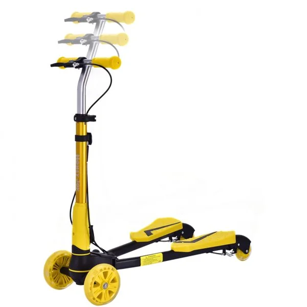 Trottinette Pliable pour Enfant Trottinette avec 4 roues Flash Lumineuses en Alliage Alu et PP, 82x31x72-84cm, Jaune