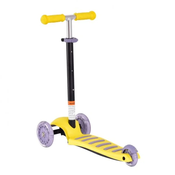Trottinette pour Enfant Trottinette à 3 Roues Flash Lumineuses Capacité 20kg en Alliage alu & PP, 55x24x60-77cm, Jaune