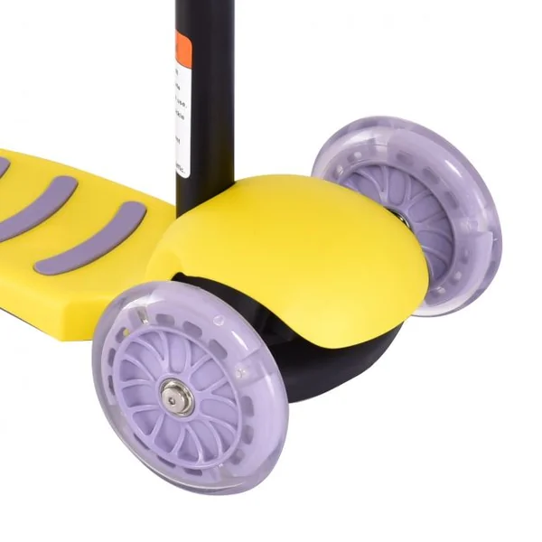 Trottinette pour Enfant à 3 Roues Flash Lumineuses Capacité 20kg en Alliage d’Aluminium et PP, 55x24x60-77cm, Rouge