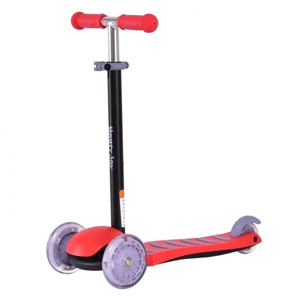 Trottinette pour Enfant à 3 Roues Flash Lumineuses Capacité 20kg en Alliage d’Aluminium et PP, 55x24x60-77cm, Rouge