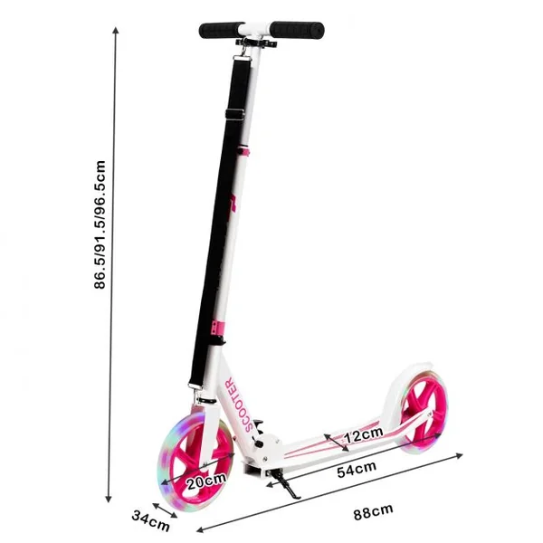 Trottinette Sport avec Plateau en Aluminium Poignée Ajustable pour les Enfants de 10 ans et plus Rose