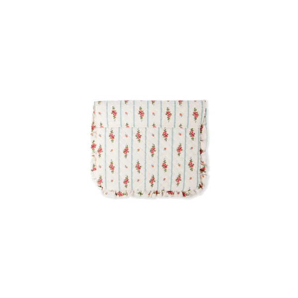 Trousse matelassée en coton à motifs fleurs avec bords froufrou