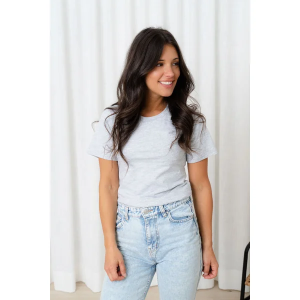 T-shirt avec doublure - gris pâle chiné