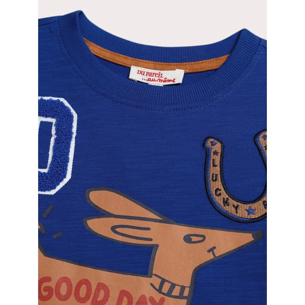 T-shirt bleu foncé animation chien garçon - Soins Bébé Naturels & Produits Maman Après Naissance