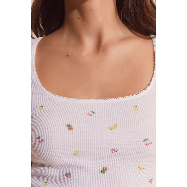 T-shirt gaufré en coton à motifs fruits