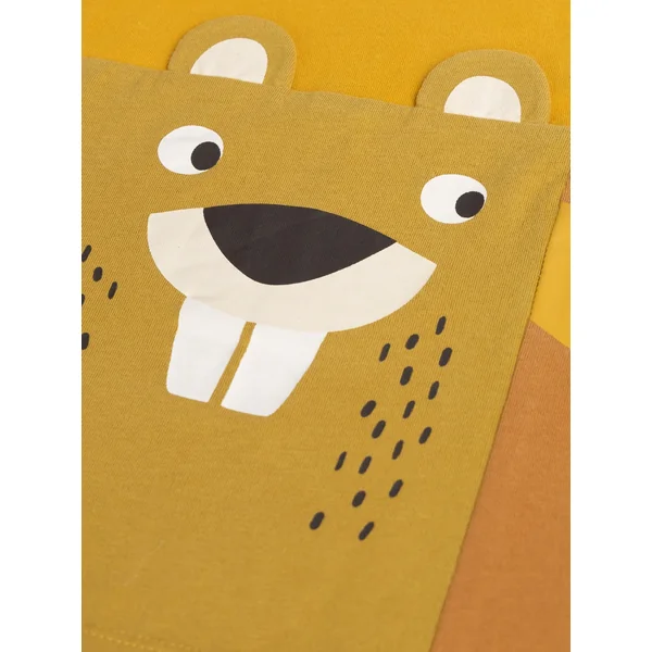 T-shirt jaune animation hibou et castor pour garçon - Soins Bébé Naturels & Produits Maman Après Naissance