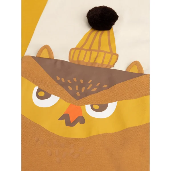 T-shirt jaune animation hibou et castor pour garçon - Soins Bébé Naturels & Produits Maman Après Naissance