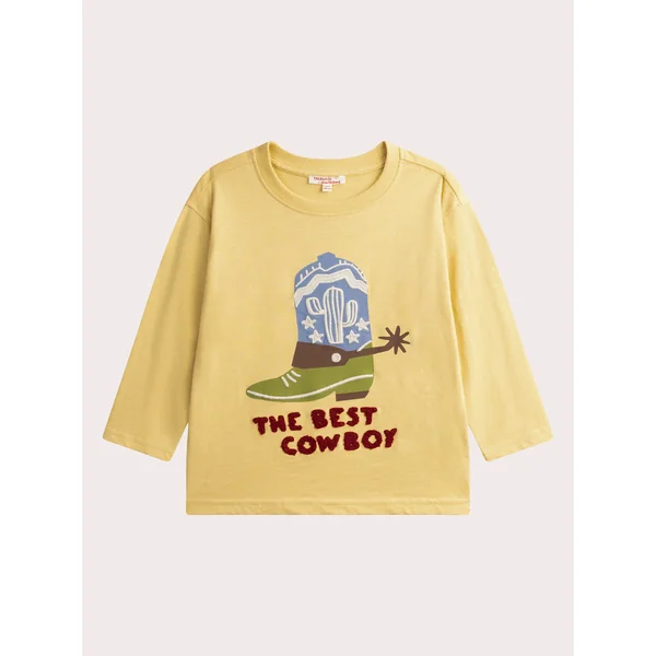 T-shirt jaune pale manches longues animation cowboy - Soins Bébé Naturels & Produits Maman Après Naissance
