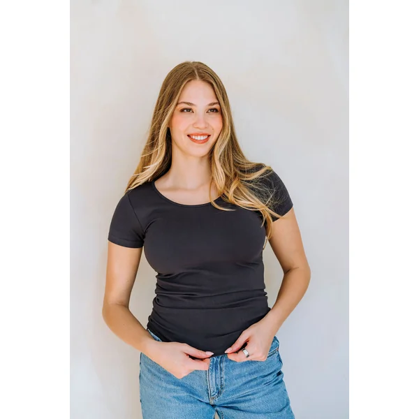 T-shirt long en bambou - anthracite