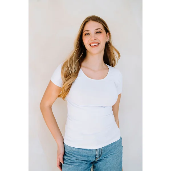 T-shirt long en bambou - blanc