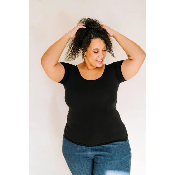 T-shirt long en bambou - noir