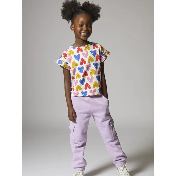 T-shirt manches courtes imprimé cœurs multicolores - Soins Bébé Naturels & Produits Maman Après Naissance