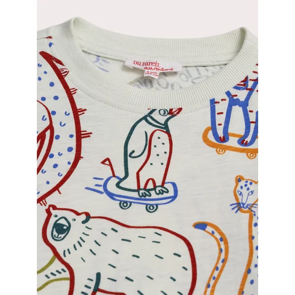 T-shirt manches longues écru imprimé en jersey flammé - Soins Bébé Naturels & Produits Maman Après Naissance