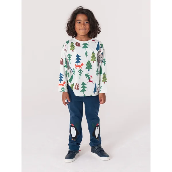T-shirt manches longues écru imprimé Noël pour garçon - Soins Bébé Naturels & Produits Maman Après Naissance