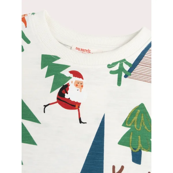 T-shirt manches longues écru imprimé Noël pour garçon - Soins Bébé Naturels & Produits Maman Après Naissance