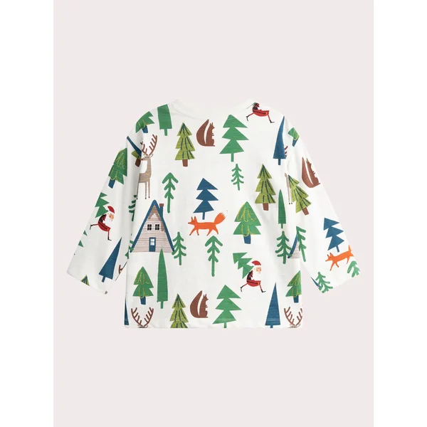 T-shirt manches longues écru imprimé Noël pour garçon - Soins Bébé Naturels & Produits Maman Après Naissance