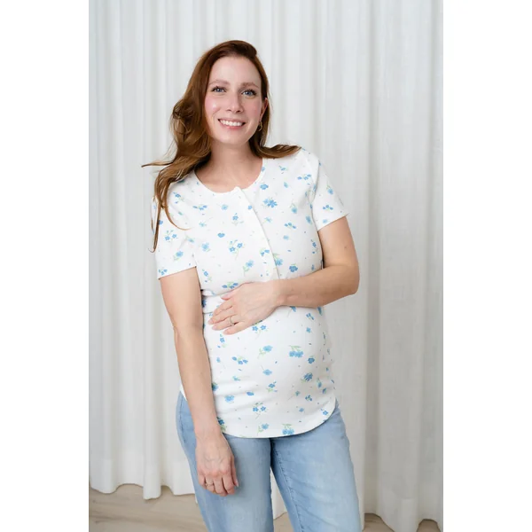 T-shirt TALIA à boutons - fleuri bleu poudre