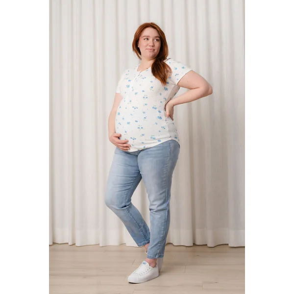 T-shirt TALIA à boutons - fleuri bleu poudre