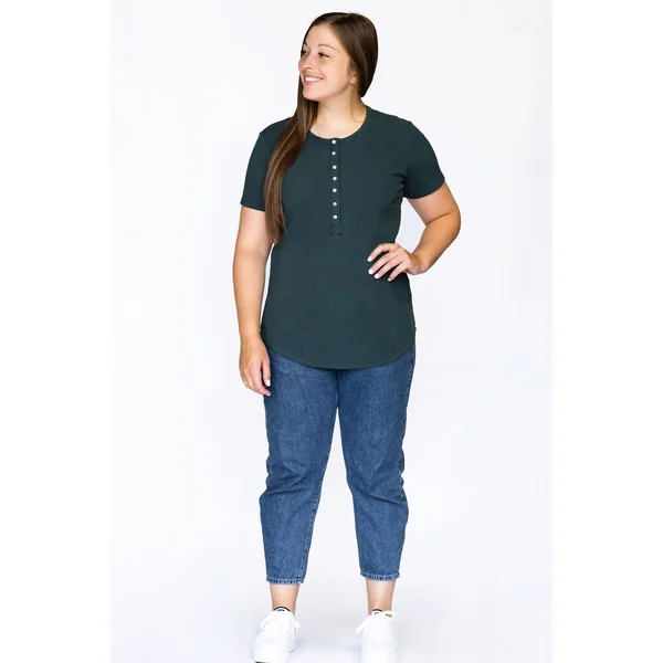 T-shirt TALIA à boutons - émeraude