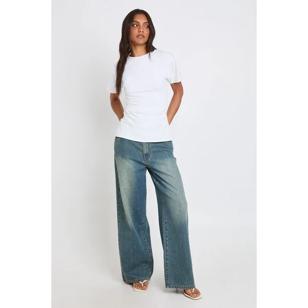 T-shirt Tall En Jersey À Taille Froncée Et Manches Courtes