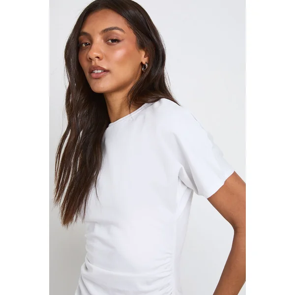 T-shirt Tall En Jersey À Taille Froncée Et Manches Courtes